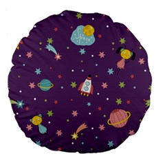Space Travels Seamless Pattern Vector Cartoon Large 18  Premium Flano Round Cushions from ArtsNow.com Back