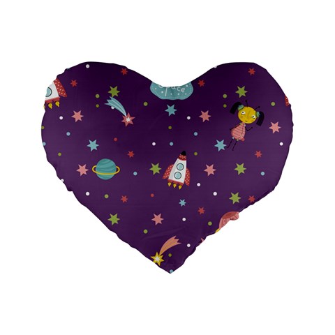 Space Travels Seamless Pattern Vector Cartoon Standard 16  Premium Flano Heart Shape Cushions from ArtsNow.com Front