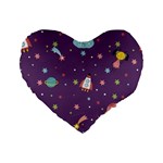 Space Travels Seamless Pattern Vector Cartoon Standard 16  Premium Flano Heart Shape Cushions
