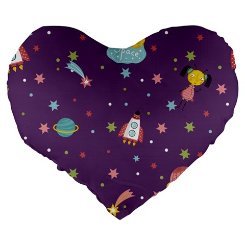 Space Travels Seamless Pattern Vector Cartoon Large 19  Premium Flano Heart Shape Cushions from ArtsNow.com Back