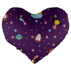 Space Travels Seamless Pattern Vector Cartoon Large 19  Premium Flano Heart Shape Cushions from ArtsNow.com Back