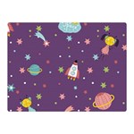 Space Travels Seamless Pattern Vector Cartoon Two Sides Premium Plush Fleece Blanket (Mini)