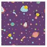 Space Travels Seamless Pattern Vector Cartoon Square Satin Scarf (36  x 36 )