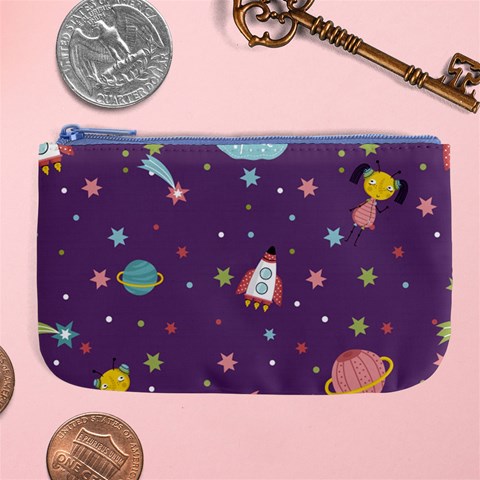 Space Travels Seamless Pattern Vector Cartoon Large Coin Purse from ArtsNow.com Front