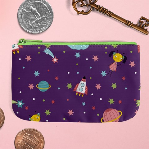 Space Travels Seamless Pattern Vector Cartoon Large Coin Purse from ArtsNow.com Front