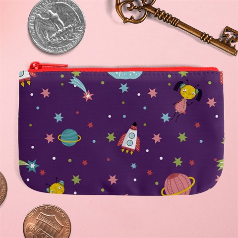 Space Travels Seamless Pattern Vector Cartoon Large Coin Purse from ArtsNow.com Front