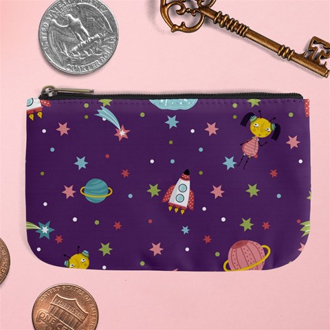Space Travels Seamless Pattern Vector Cartoon Large Coin Purse from ArtsNow.com Front