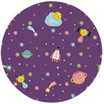 Space Travels Seamless Pattern Vector Cartoon Wooden Bottle Opener (Round)