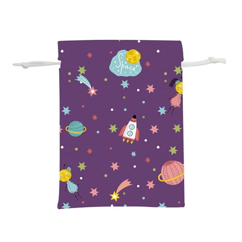 Space Travels Seamless Pattern Vector Cartoon Lightweight Drawstring Pouch (M) from ArtsNow.com Front