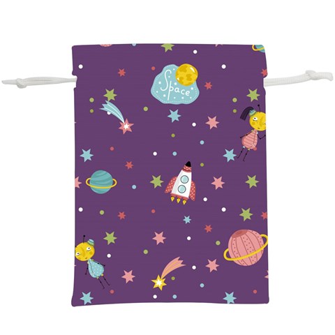 Space Travels Seamless Pattern Vector Cartoon Lightweight Drawstring Pouch (XL) from ArtsNow.com Front