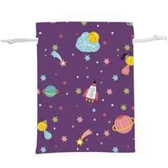 Space Travels Seamless Pattern Vector Cartoon Lightweight Drawstring Pouch (XL) from ArtsNow.com Front