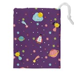 Space Travels Seamless Pattern Vector Cartoon Drawstring Pouch (4XL)