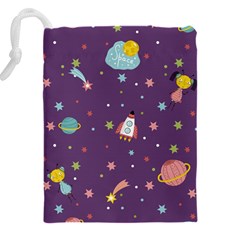 Space Travels Seamless Pattern Vector Cartoon Drawstring Pouch (4XL) from ArtsNow.com Back