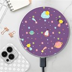 Space Travels Seamless Pattern Vector Cartoon Wireless Fast Charger(White)