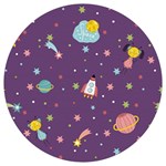 Space Travels Seamless Pattern Vector Cartoon Round Trivet