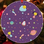 Space Travels Seamless Pattern Vector Cartoon UV Print Acrylic Ornament Round