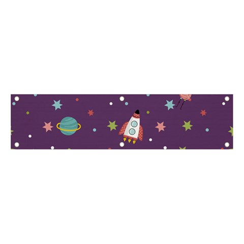 Space Travels Seamless Pattern Vector Cartoon Banner and Sign 4  x 1  from ArtsNow.com Front
