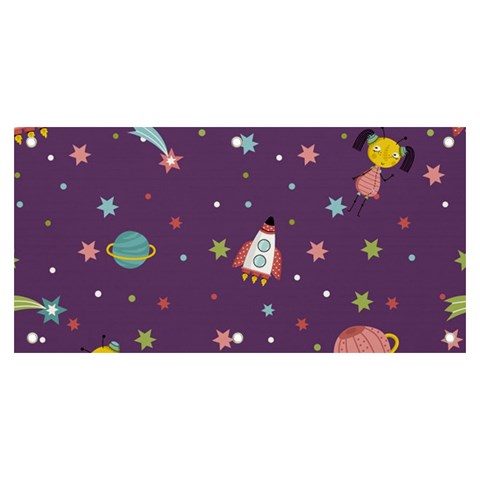 Space Travels Seamless Pattern Vector Cartoon Banner and Sign 6  x 3  from ArtsNow.com Front