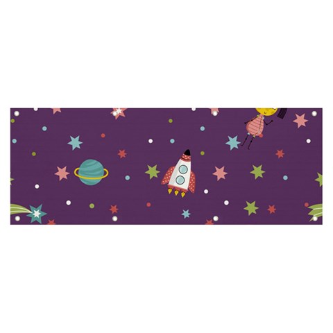 Space Travels Seamless Pattern Vector Cartoon Banner and Sign 8  x 3  from ArtsNow.com Front