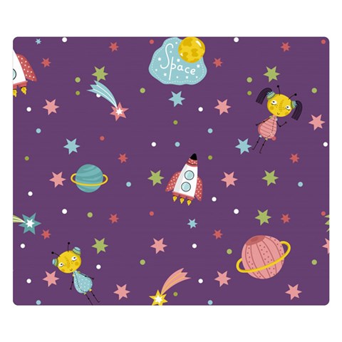 Space Travels Seamless Pattern Vector Cartoon Premium Plush Fleece Blanket (Small) from ArtsNow.com 50 x40  Blanket Front
