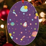 Space Travels Seamless Pattern Vector Cartoon UV Print Acrylic Ornament Oval