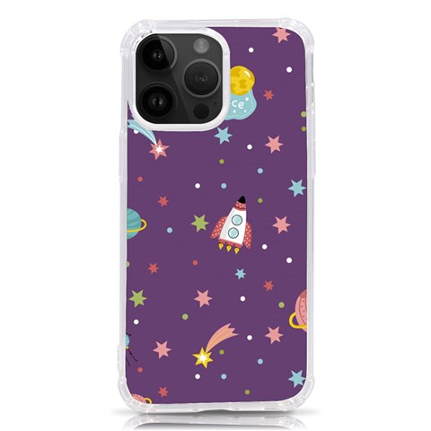 Space Travels Seamless Pattern Vector Cartoon iPhone 14 Pro Max TPU UV Print Case from ArtsNow.com Front