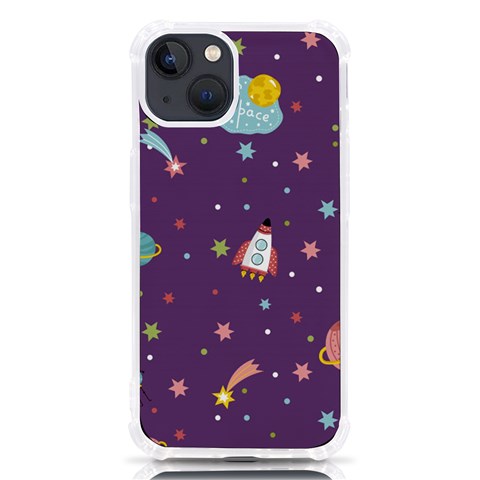 Space Travels Seamless Pattern Vector Cartoon iPhone 13 TPU UV Print Case from ArtsNow.com Front