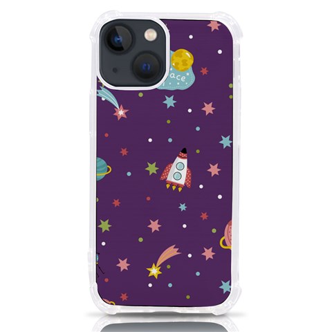 Space Travels Seamless Pattern Vector Cartoon iPhone 13 mini TPU UV Print Case from ArtsNow.com Front