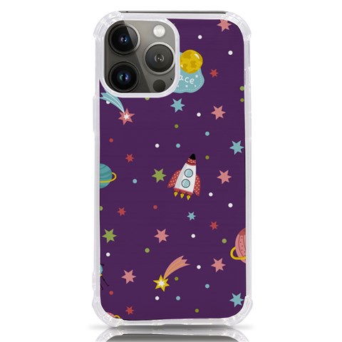 Space Travels Seamless Pattern Vector Cartoon iPhone 13 Pro Max TPU UV Print Case from ArtsNow.com Front
