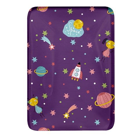Space Travels Seamless Pattern Vector Cartoon Rectangular Glass Fridge Magnet (4 pack) from ArtsNow.com Front