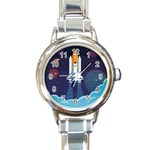 Spaceship Milkyway Galaxy Round Italian Charm Watch