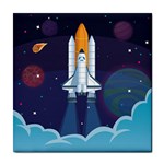 Spaceship Milkyway Galaxy Tile Coaster