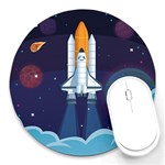 Spaceship Milkyway Galaxy Round Mousepad