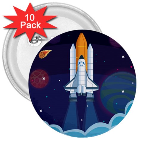 Spaceship Milkyway Galaxy 3  Buttons (10 pack)  from ArtsNow.com Front
