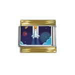 Spaceship Milkyway Galaxy Gold Trim Italian Charm (9mm)