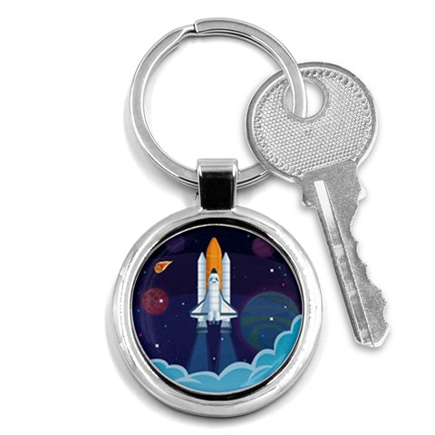 Spaceship Milkyway Galaxy Key Chain (Round) from ArtsNow.com Front
