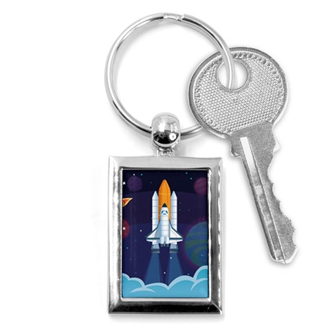 Spaceship Milkyway Galaxy Key Chain (Rectangle) from ArtsNow.com Front
