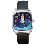 Spaceship Milkyway Galaxy Square Metal Watch