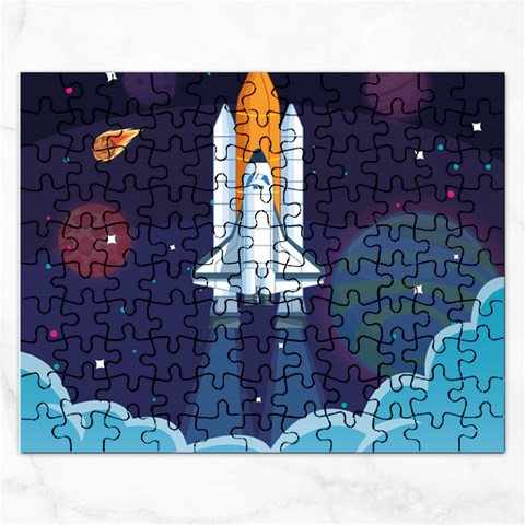 Spaceship Milkyway Galaxy Rectangular Jigsaw Puzzl from ArtsNow.com Front
