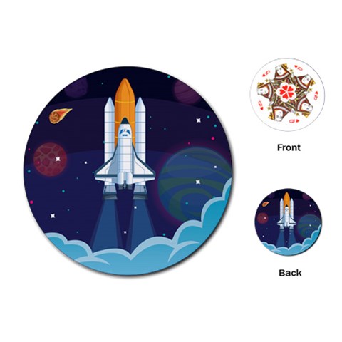 Spaceship Milkyway Galaxy Playing Cards Single Design (Round) from ArtsNow.com Front