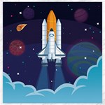 Spaceship Milkyway Galaxy Canvas 20  x 20 