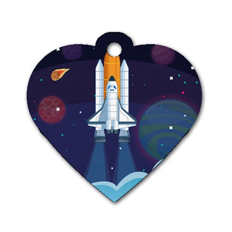 Spaceship Milkyway Galaxy Dog Tag Heart (One Side) from ArtsNow.com Front