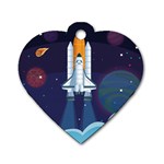 Spaceship Milkyway Galaxy Dog Tag Heart (Two Sides)