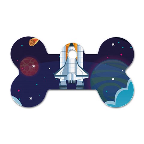 Spaceship Milkyway Galaxy Dog Tag Bone (One Side) from ArtsNow.com Front