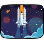 Spaceship Milkyway Galaxy Two Sides Fleece Blanket (Mini)