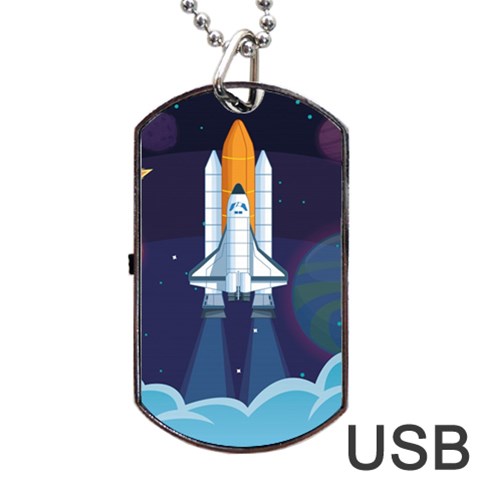 Spaceship Milkyway Galaxy Dog Tag USB Flash (One Side) from ArtsNow.com Front