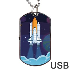 Spaceship Milkyway Galaxy Dog Tag USB Flash (Two Sides) from ArtsNow.com Back
