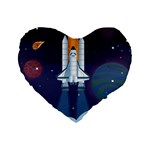 Spaceship Milkyway Galaxy Standard 16  Premium Heart Shape Cushions