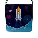 Spaceship Milkyway Galaxy Flap Closure Messenger Bag (L)