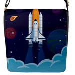 Spaceship Milkyway Galaxy Flap Closure Messenger Bag (S)